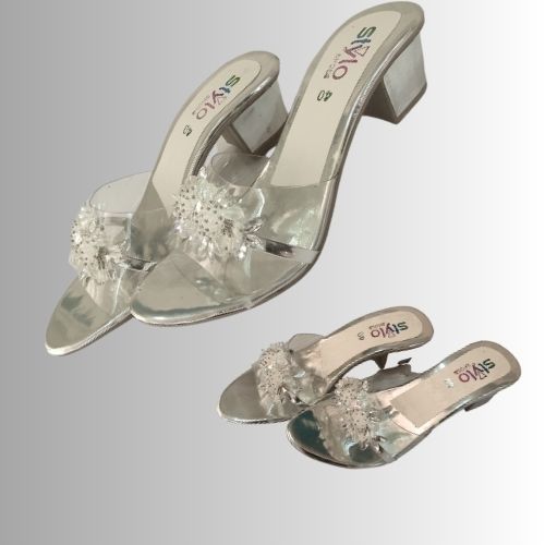 👡✨ Elegant White Clear Heel Ladies Sandals