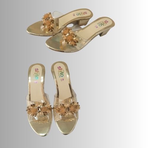 👡💛 Glamorous Golden Clear Heel Ladies Sandals